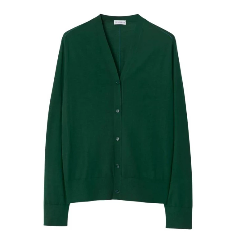 Burberry V-Neck Wool Knit Cardigan
