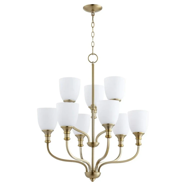 Quorum Richmond 9-Light Transitional Chandelier in Aged Brass