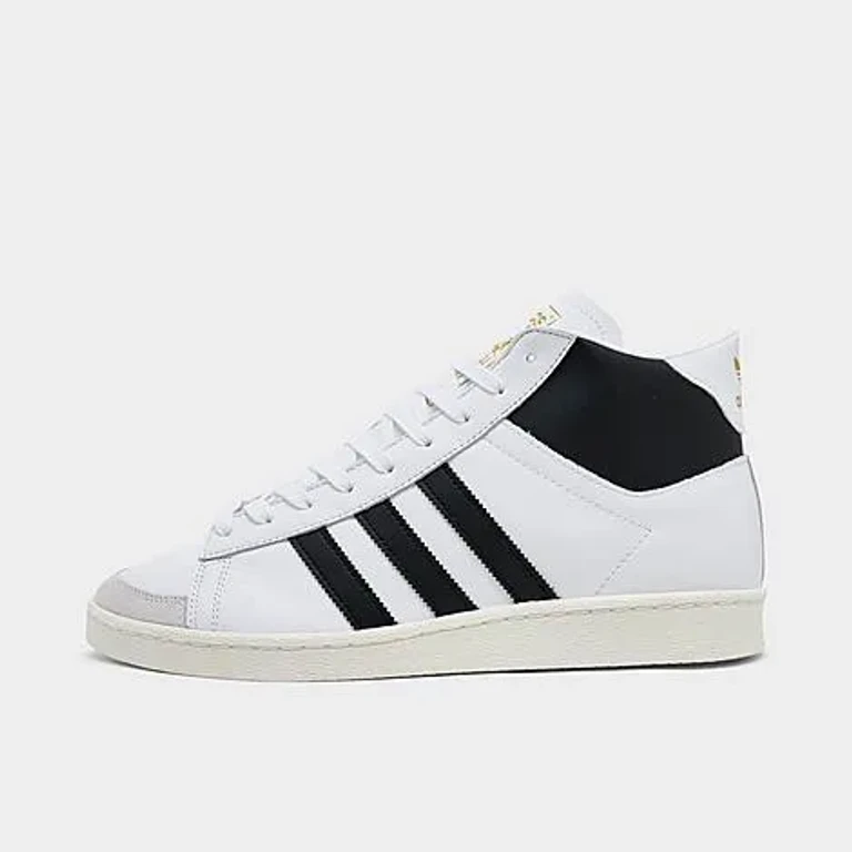 Men's Originals Jabbar Hi Casual Shoes in White/Black/Metallic Gold Size: 7.5