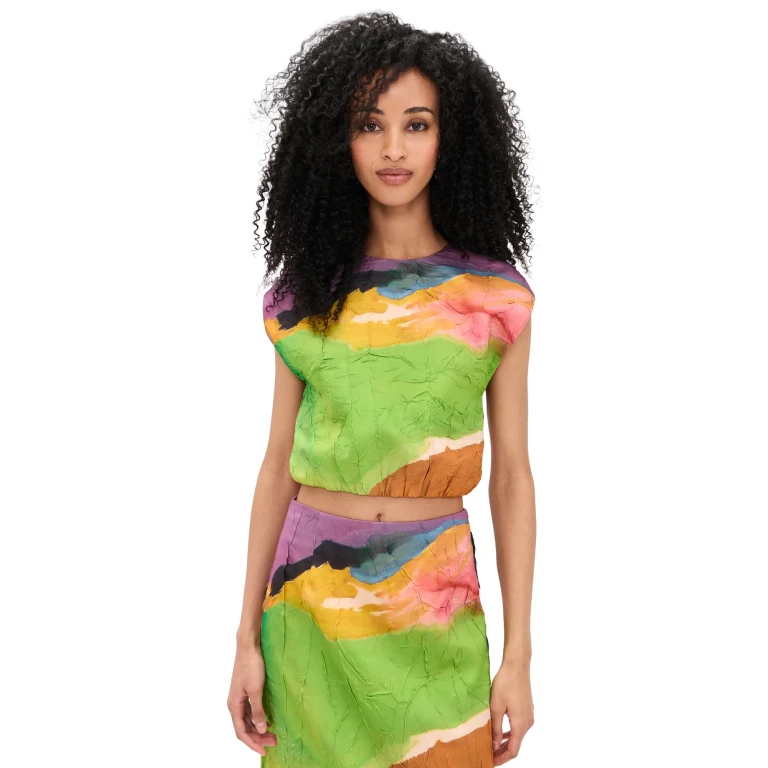 Ulla Johnson Gisella Satin Crop Top Nature Abhors A Vacuum 6