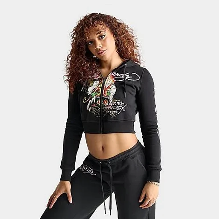 Women's Mountain Tiger Fleece Full-Zip Hoodie in Black Size: XS