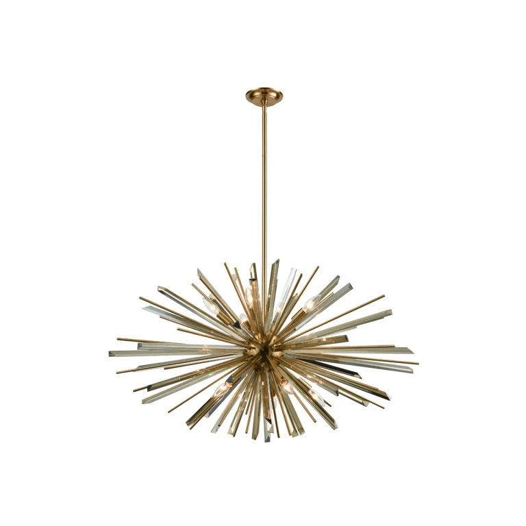 Palisades Ave. 10-Light Chandelier in Antique Brass With Champagne Glass