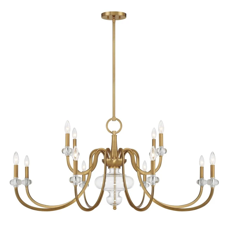 Warm Brass 12 Light Chandelier from the Bergdorf Collection