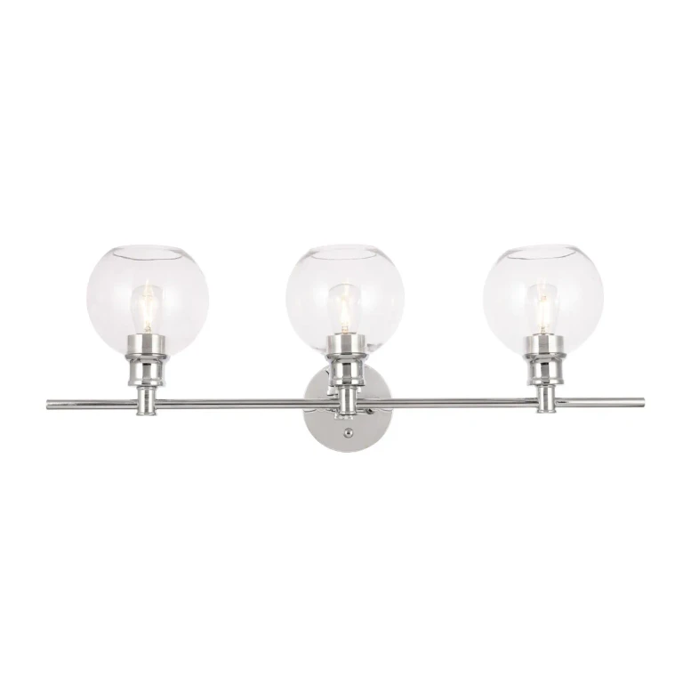 Chrome Three Light Wall Sconce from the Collier Collection