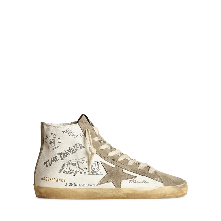Golden Goose Leather Sneakers With All-over Francy Journey Print