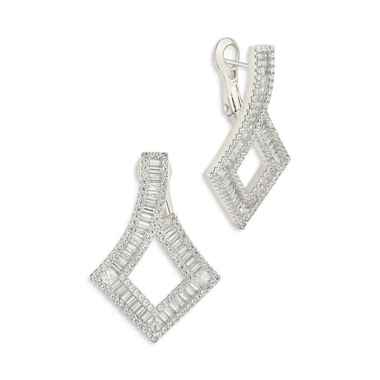 Sterling Forever Amina Cubic Zirconia Drop Earrings in Rhodium Plated