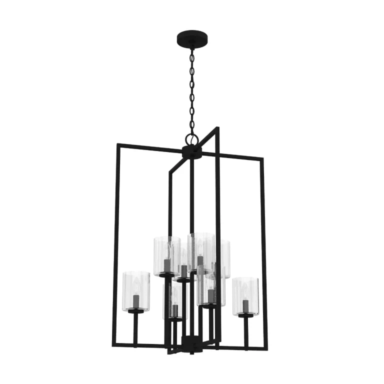 Natural Black Iron Eight Light Foyer Pendant from the Kerrison Collection