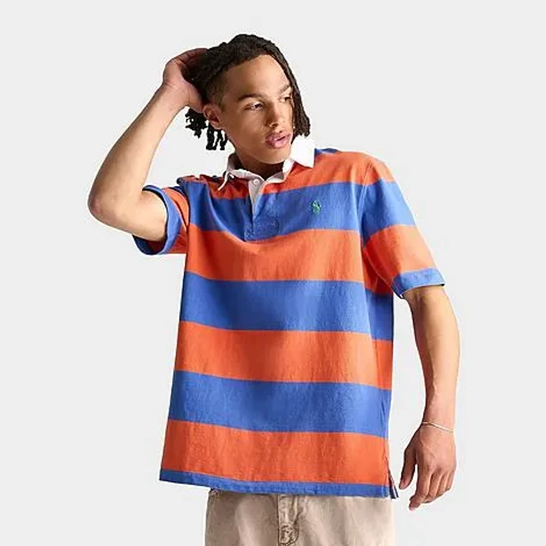 Polo Ralph Lauren Men's Ralph Lauren Polo Sport Multi Stripe Polo Shirt in Orange Size: Small