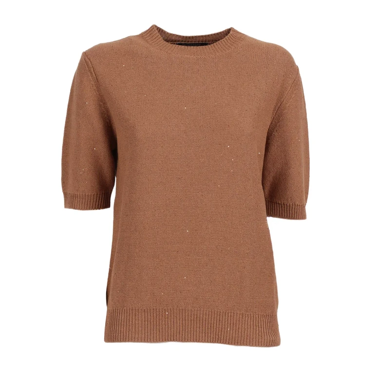 Sequin Short Sleeve Crew Neck Sweater (MAD266F490D273.1268)