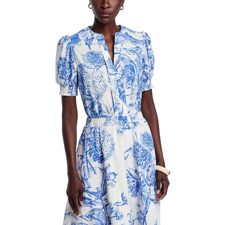 T Tahari Split Neck Blouse