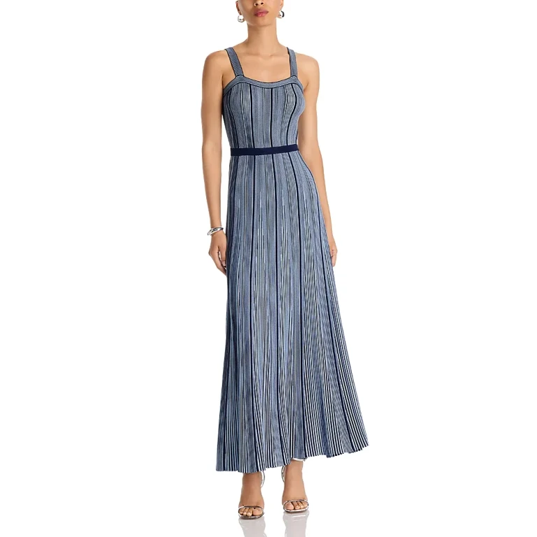 Misook x Lani Lynn Vertical Striped Knit Maxi Dress