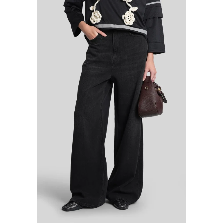 Ganni Jeans In Black Cotton