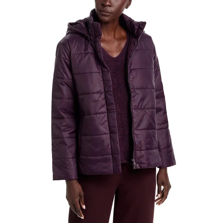 Eileen Fisher Padded Jacket With Removable Hood