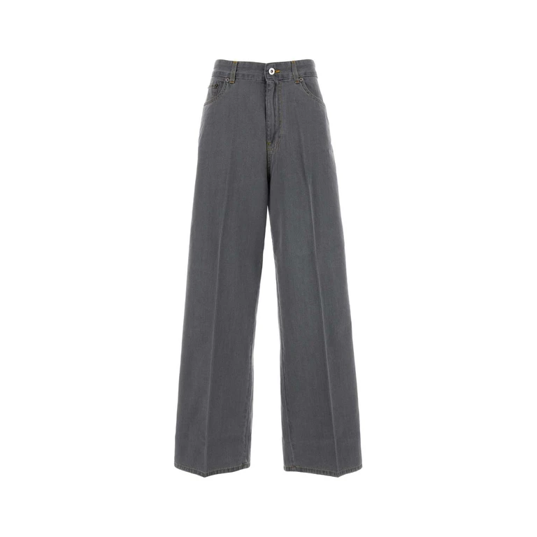 Miu Miu Grey Denim Jeans Grigio Exterior: Cotton Pantaloni - Women