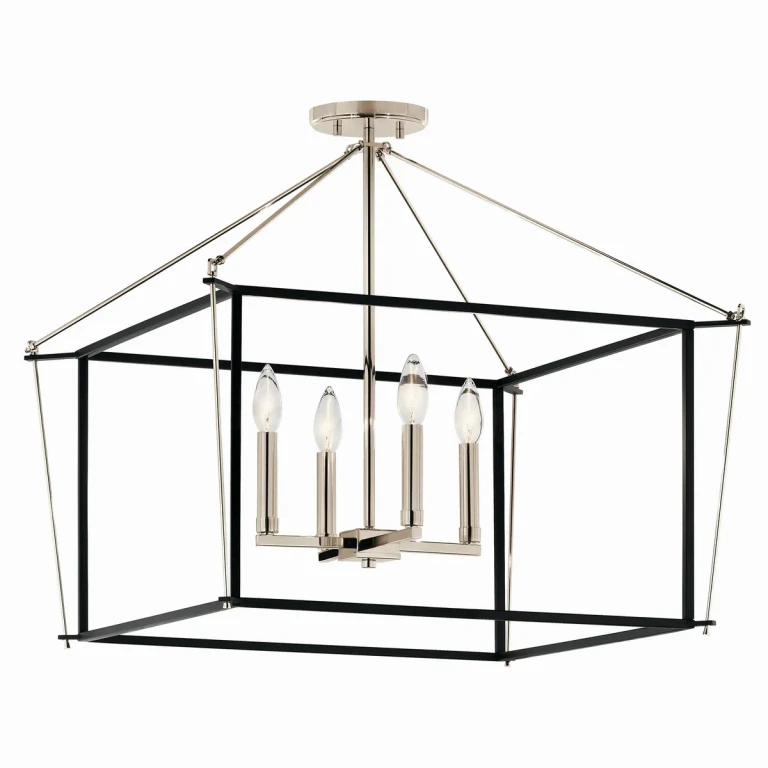 Polished Nickel Four Light Semi Flush Mount from the Eisley Collection