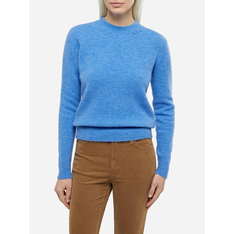 Mc2 Saint Barth Dusty Blue Sorbonne Stretch Sweater Sky - Women