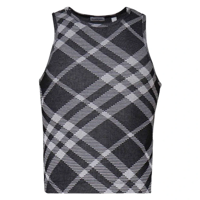 Burberry Check Stretch Cotton Blend Tank Top