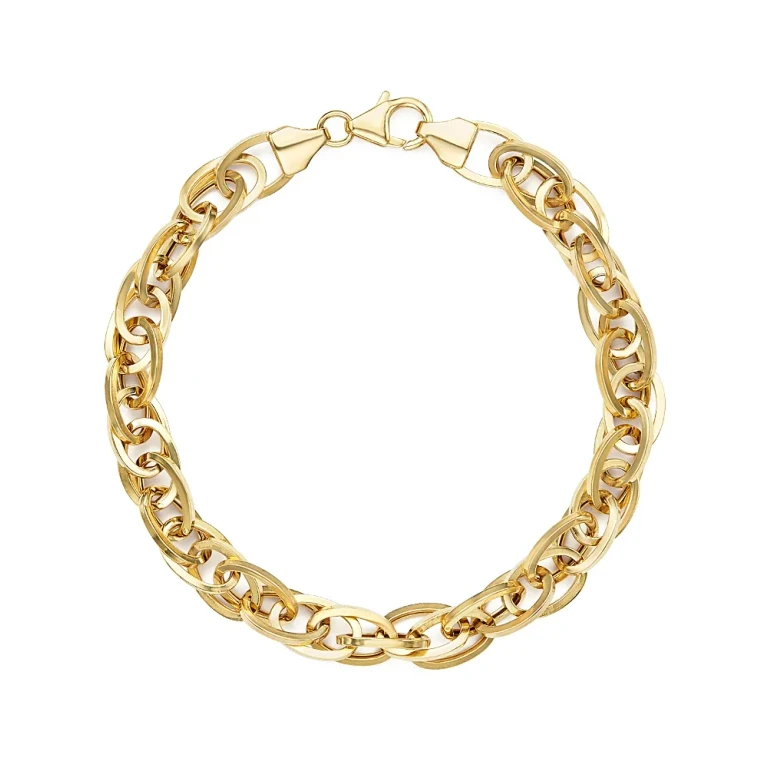 14K Yellow Gold Oval Links Chain Bracelet