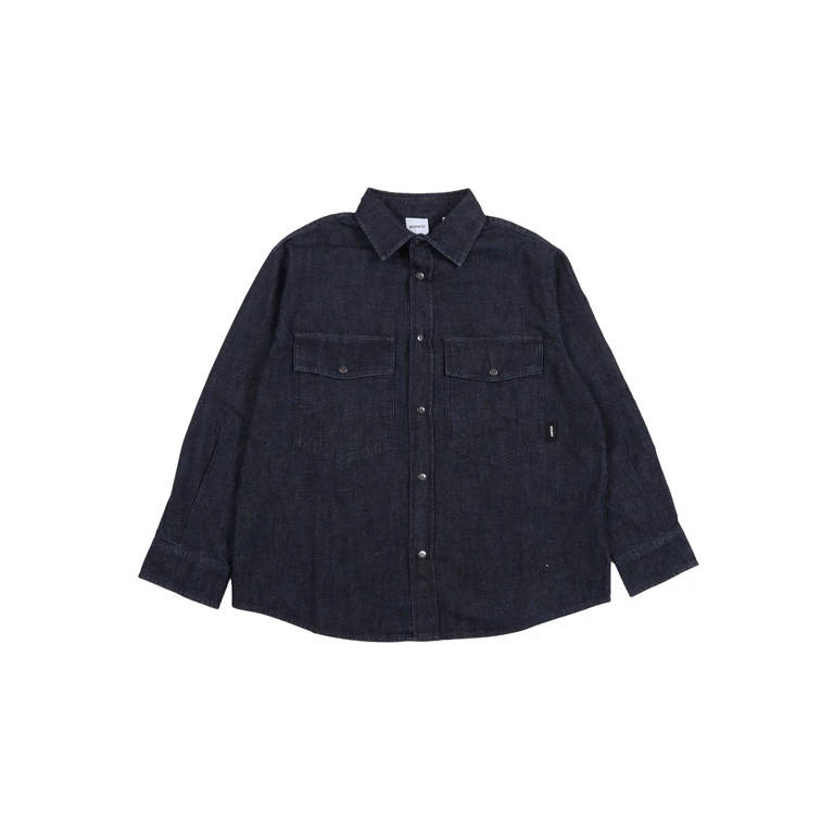 Aspesi Kids Long Sleeved Shirt Blue Cotton