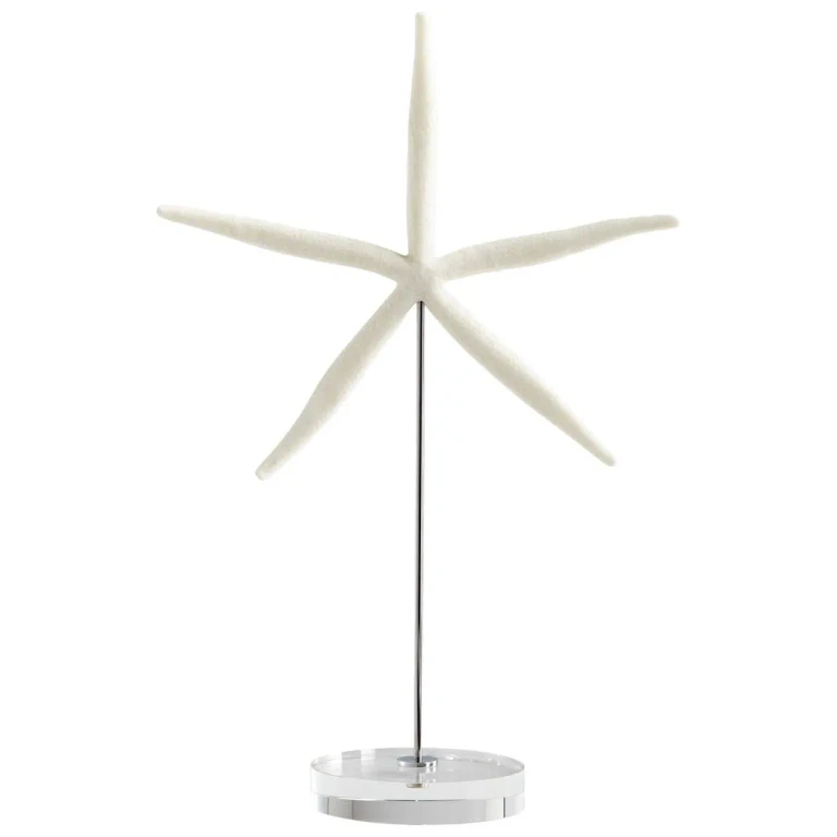 Royal Sea Star Sculpture in White And Polished Nickel