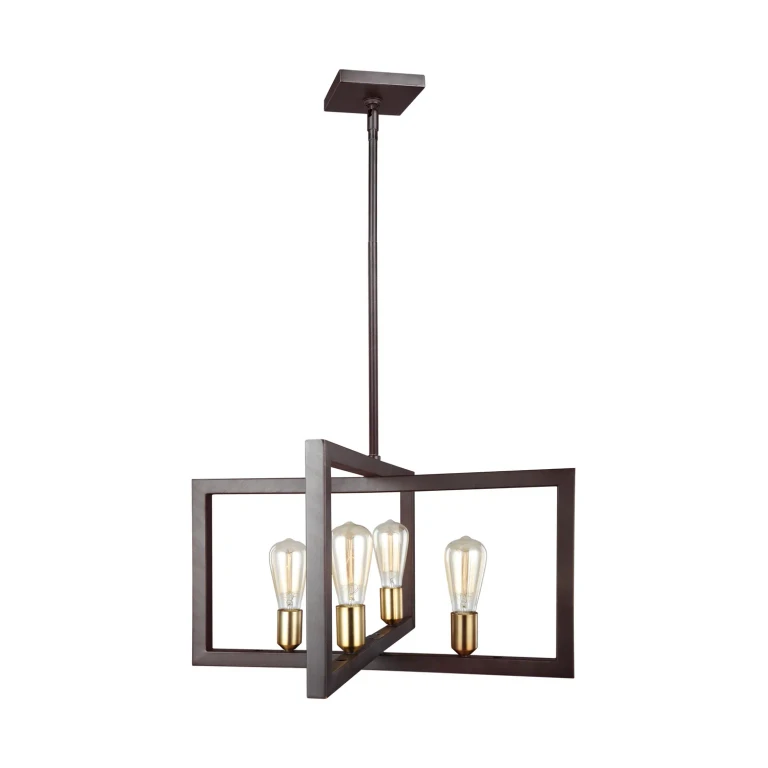 New World Bronze Four Light Chandelier from the Finnegan Collection
