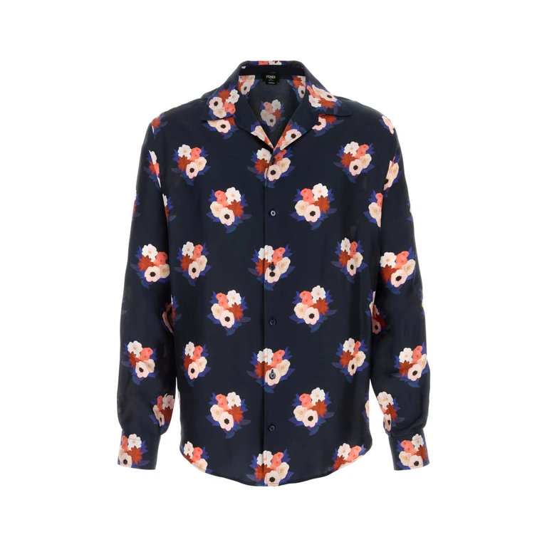 Fendi Printed Silk Shirt Abisso Exterior: Camicie - Men