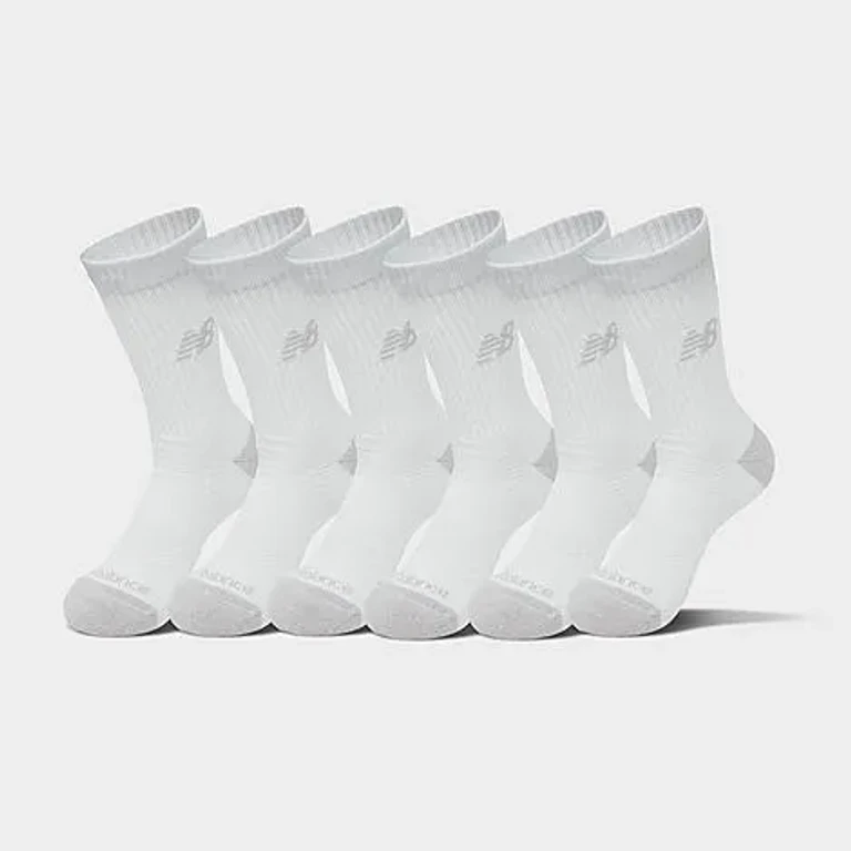 New Balance Active Crew Socks (6-Pack) in White Size: Small