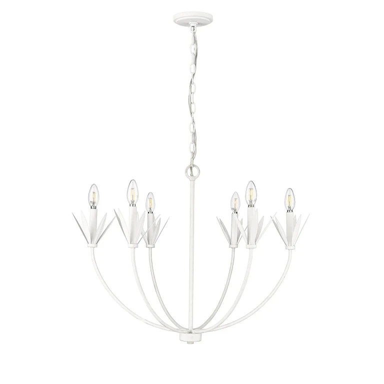 Textured White Six Light Chandelier from the Primrose Collection