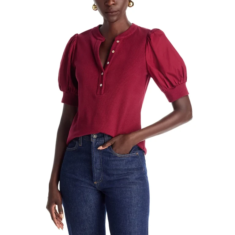 Single Thread Puff Sleeve Henley Top