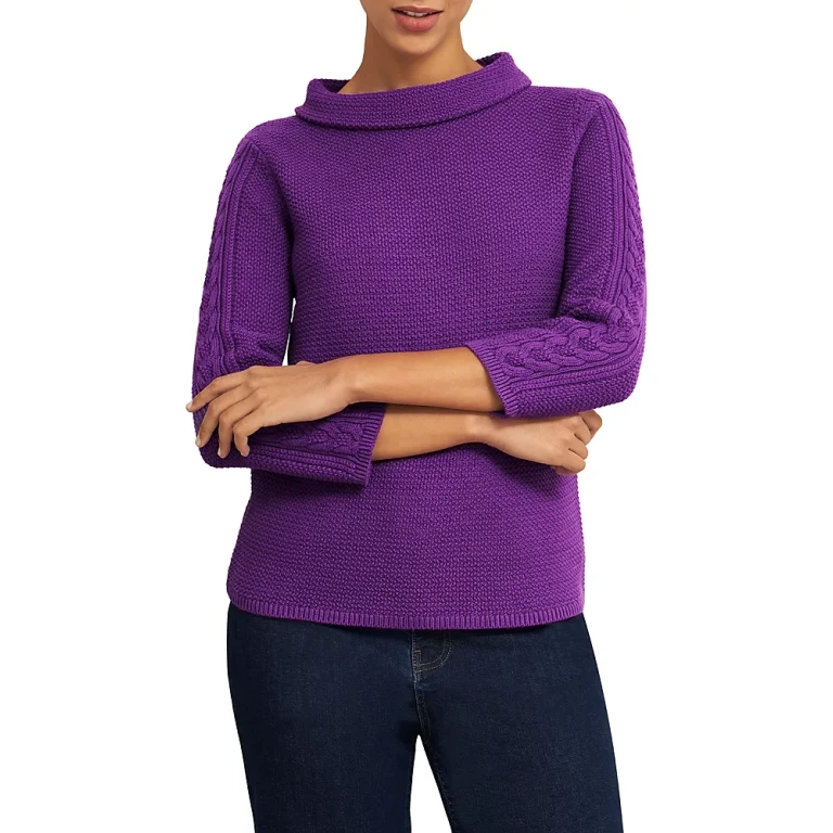 Hobbs London Camilla Boat Neck Cable Knit Sleeve Sweater