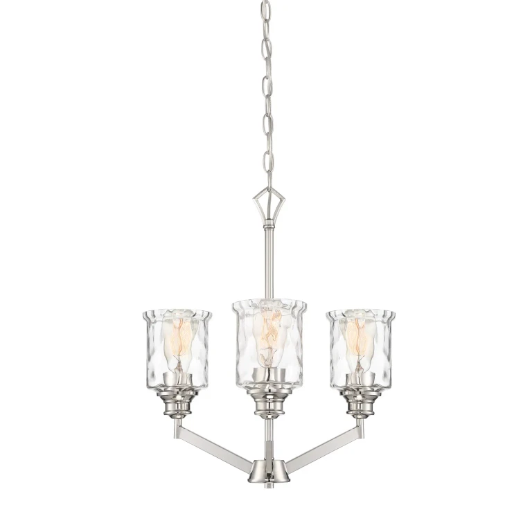 Polished Nickel Three Light Chandelier from the Drake Collection