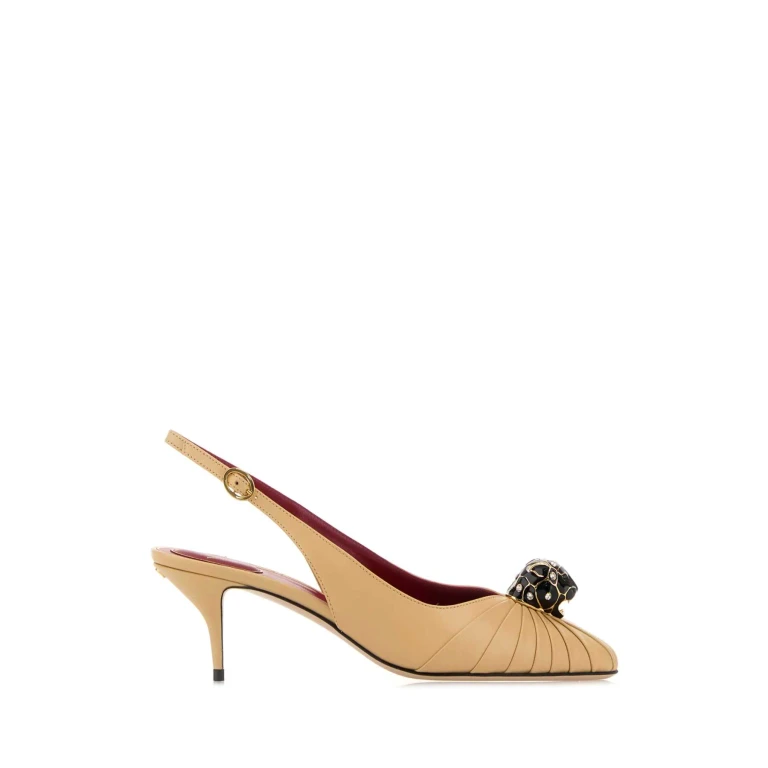 Valentino Garavani Beige Leather Panthea Pumps