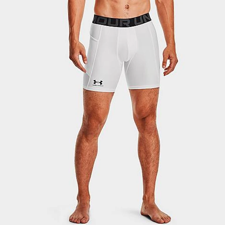 Under Armour Men's HeatGear 6" Compression Shorts in White/Black Size: XS