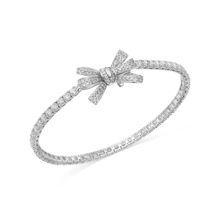Diamond Bow Tennis Bracelet in 14K White Gold, 5.00 tcw