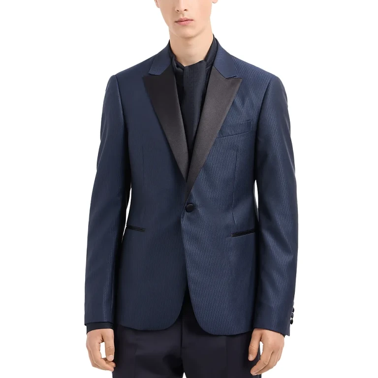 Emporio Armani M Line Slim Fit Wool & Silk Peak Lapel Blazer