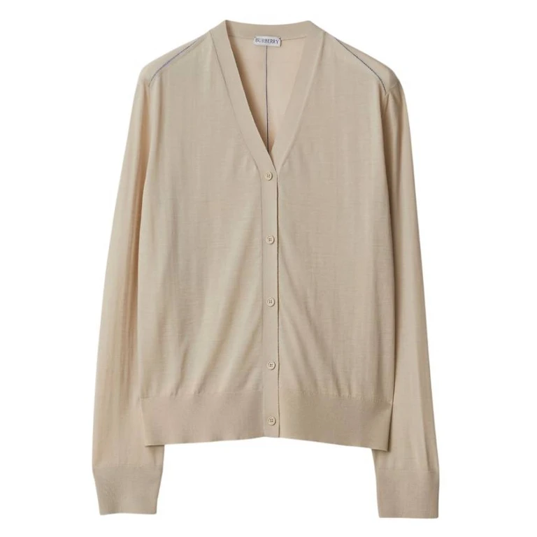 Burberry V-Neck Wool Knit Cardigan