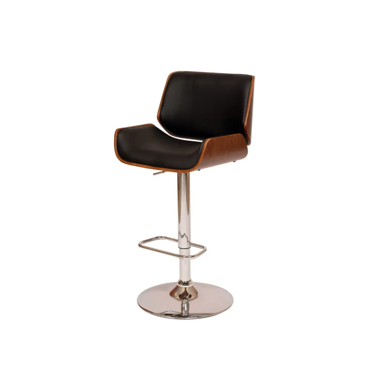 London Black and Chrome Swivel Adjustable Bar Stool