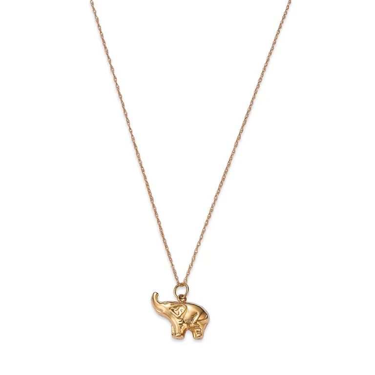 Baby Elephant Pendant Necklace in 14K Yellow Gold, 18