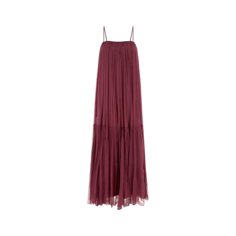 Chloé Tyrian Purple Silk Long Dress Divinered Abiti Lunghi - Women