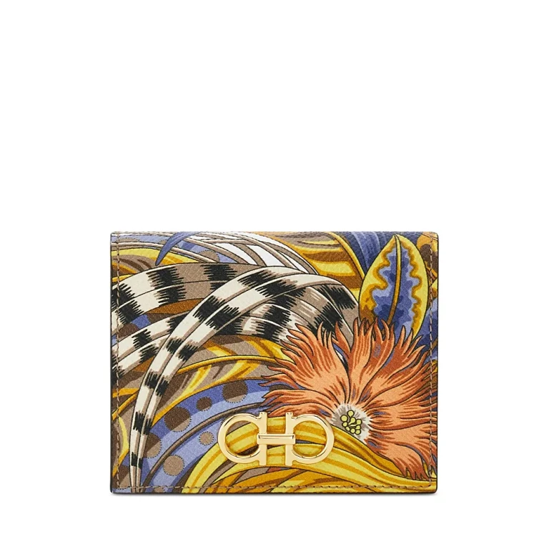 Ferragamo Gancini Compact Foulard Leather Wallet