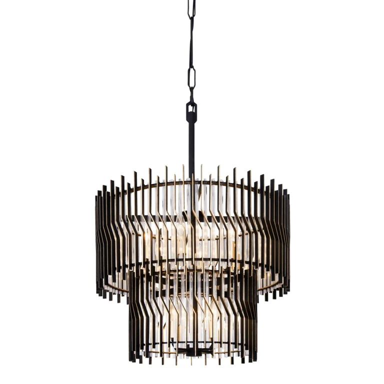 Matte Black French Gold Chandelier from the Park Row Collection