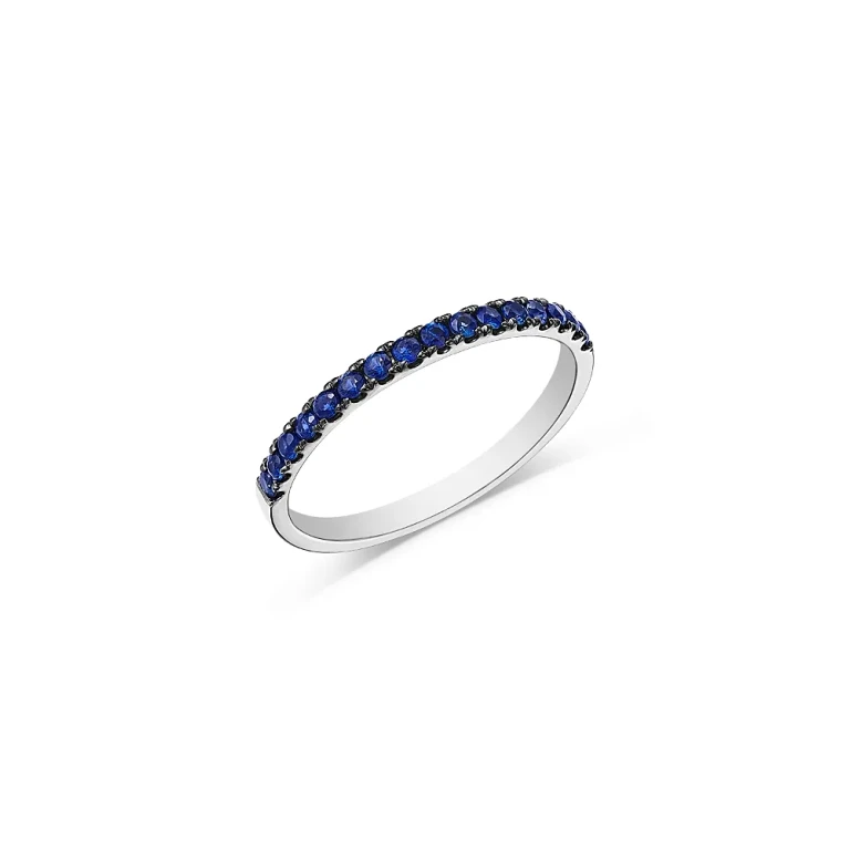Blue Sapphire Stack Band in 14K White Gold