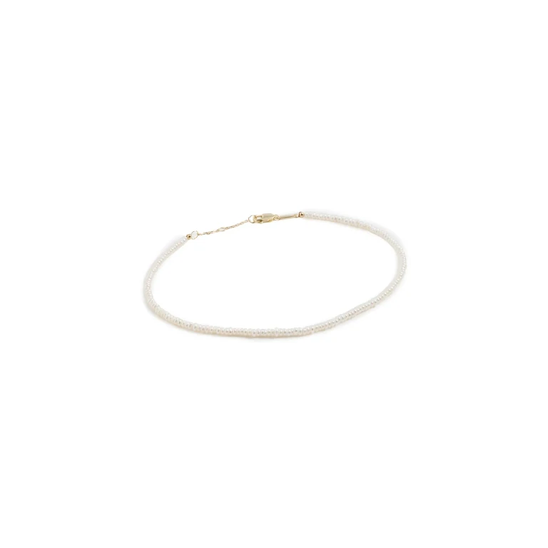 SHASHI Loafer Anklet in Pearl Pearl One Size