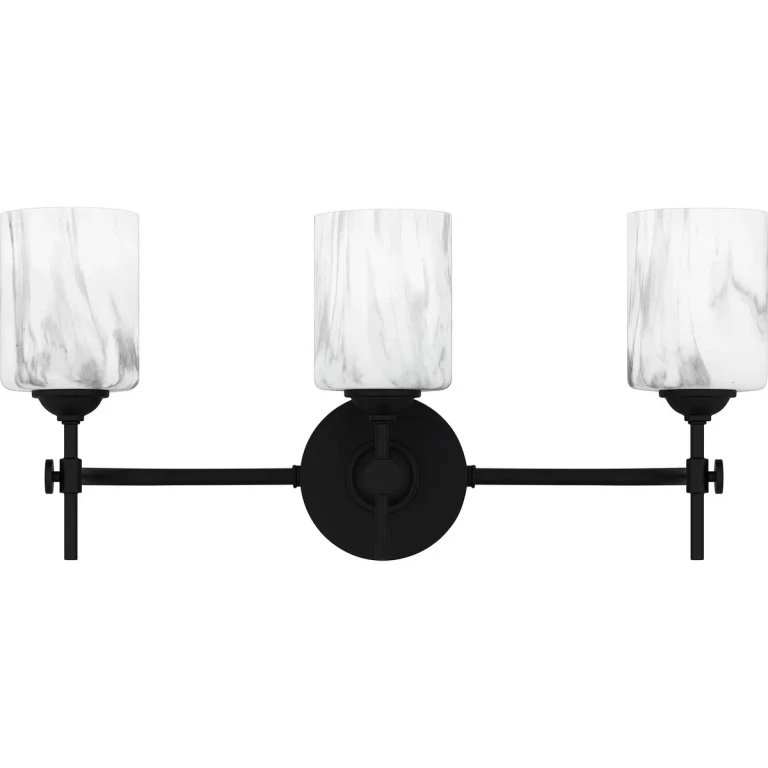 Matte Black Three Light Bath from the Aria Collection