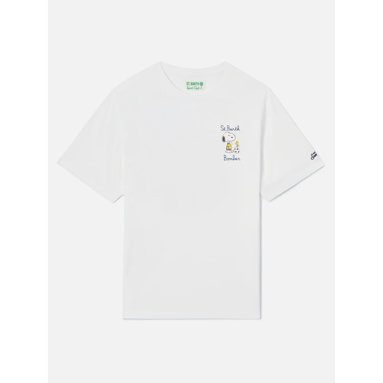 Mc2 Saint Barth White Portofino T-Shirt With St. Barth Bomber Embroidery Special Edition - Men