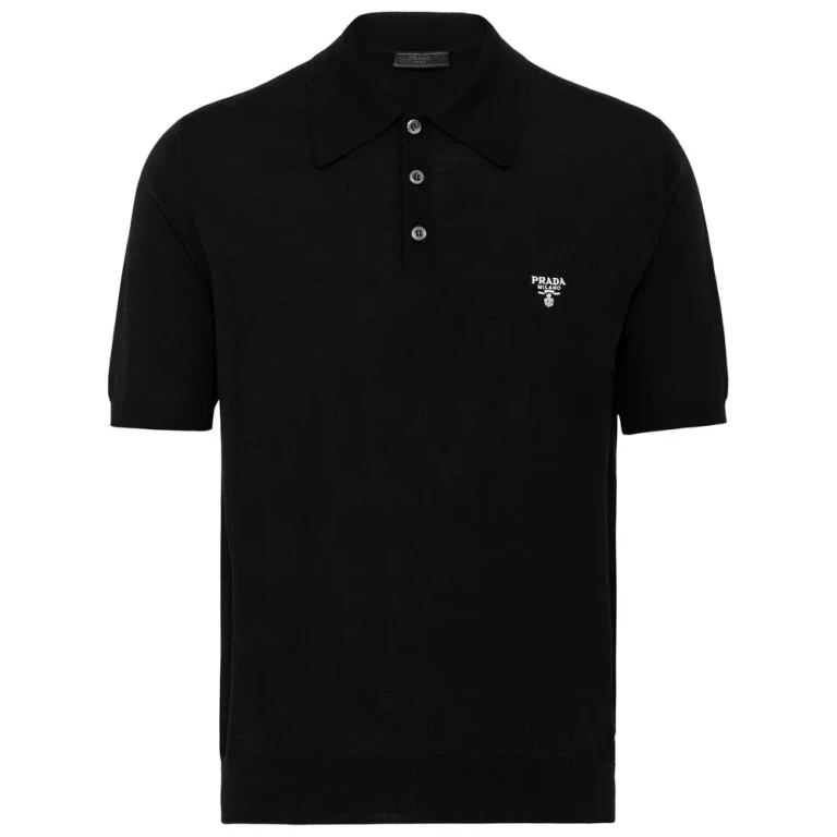 Polo de lã com logótipo bordado Prada