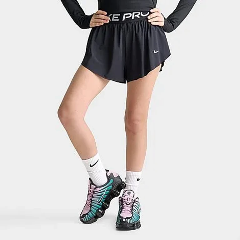 Nike Girls' Big Kids Pro Dri-FIT 2-In-1 Shorts in Black Size: XS