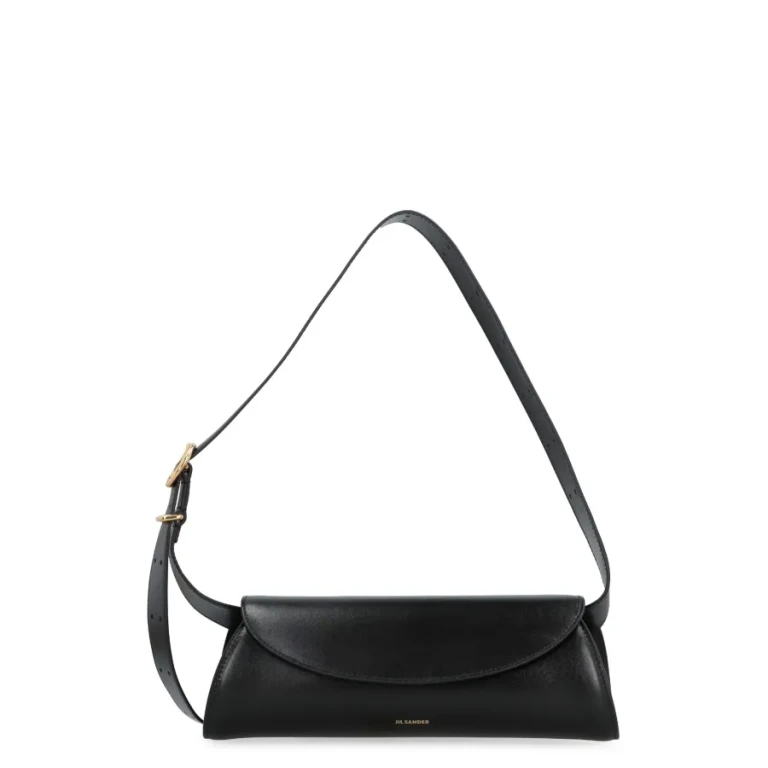Black Leather Small Cannolo Shoulder Bag