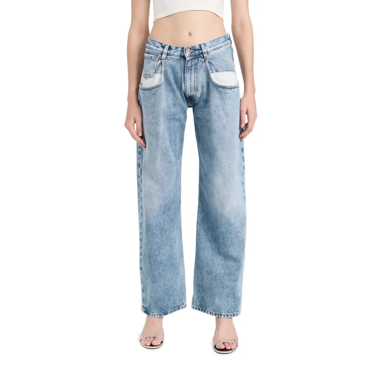 Maison Margiela Damen Straight-Leg Jeans mit Kontrasttaschen