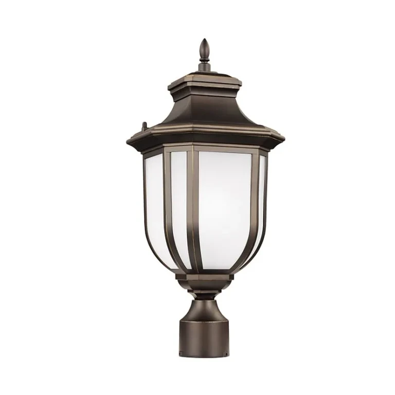 Antique Bronze One Light Outdoor Post Lantern from the Childress Collection
